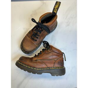 Vintage 1990s Dr. Martens Made in England 8A19 Brown Leather Boots UK Size 6